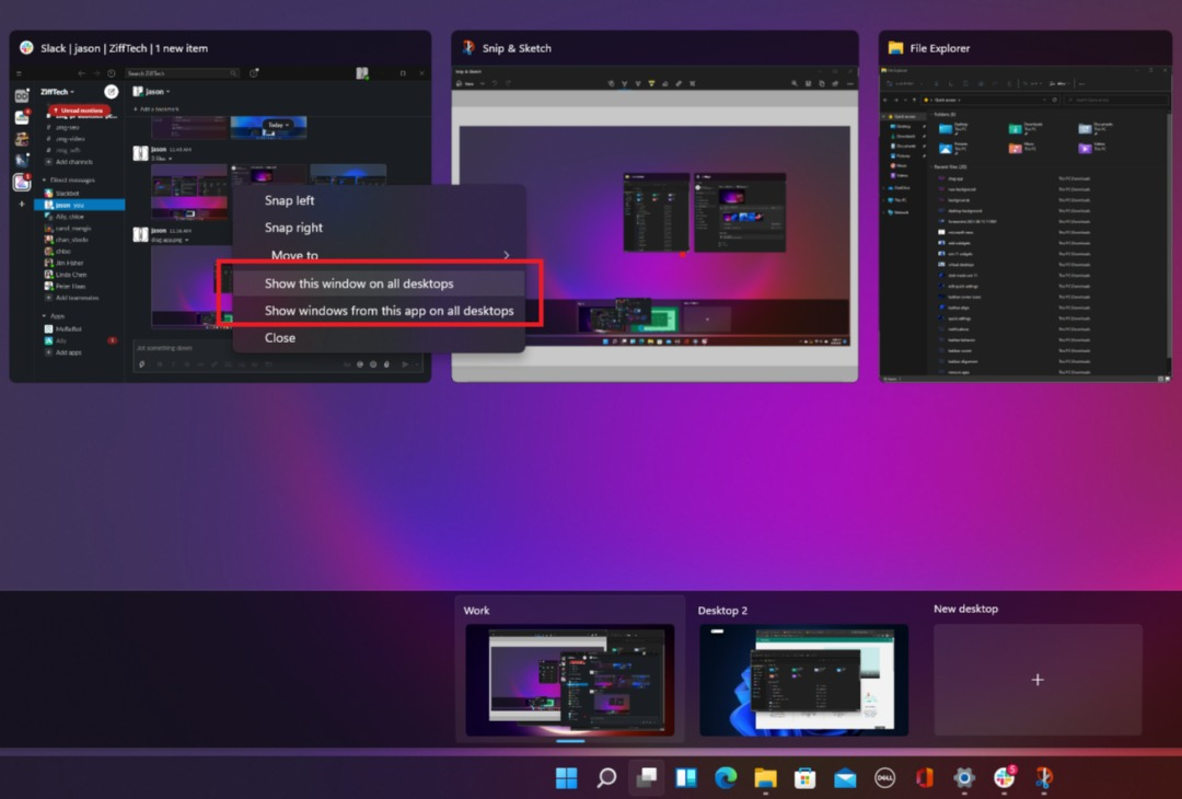 نمایش پنجره خاص در virtual desktops